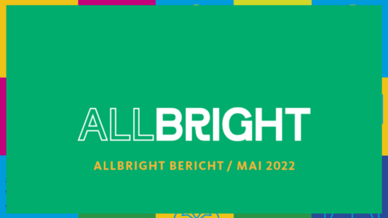 Zu sehen ist der Text "AllBright" auf grünem Hintergrund